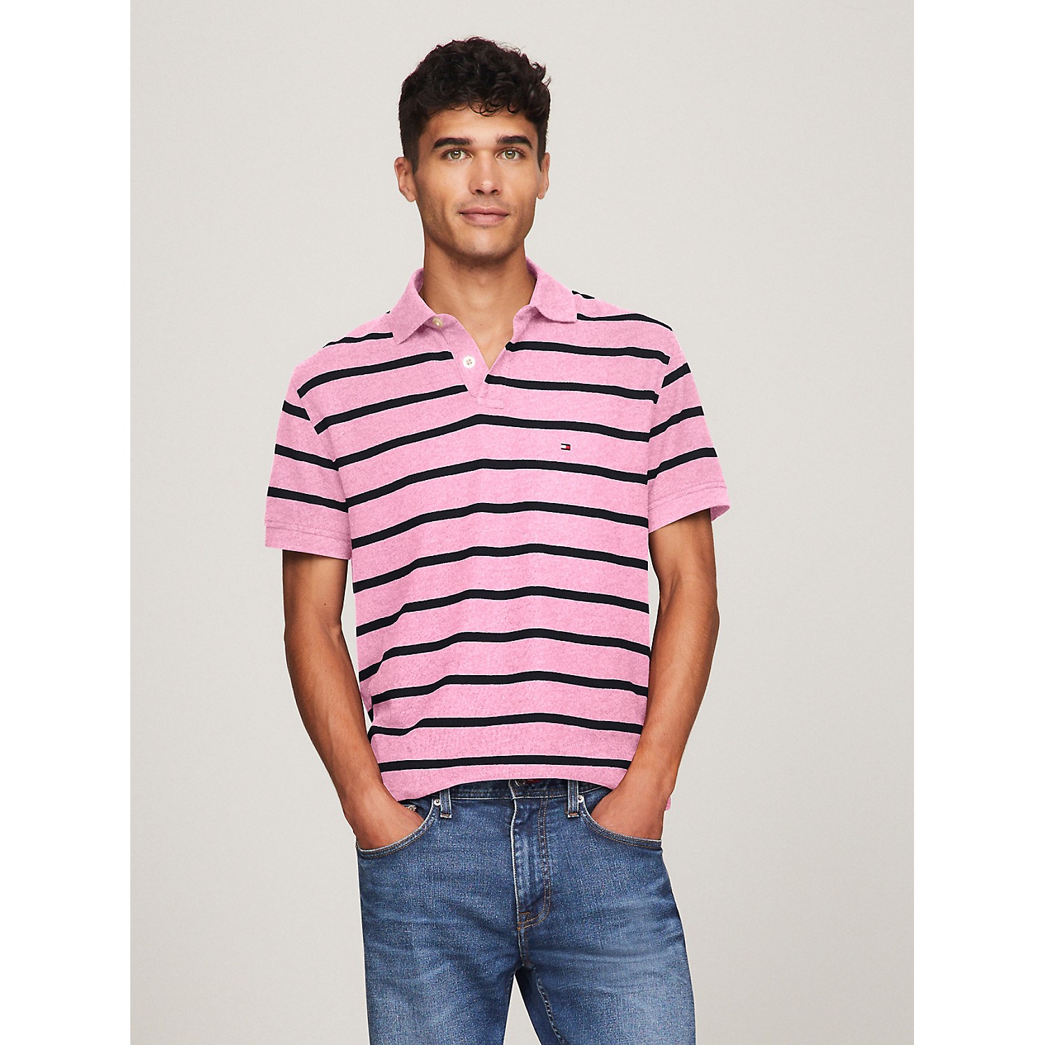 TOMMY HILFIGER Regular Fit Stripe Wicking Polo